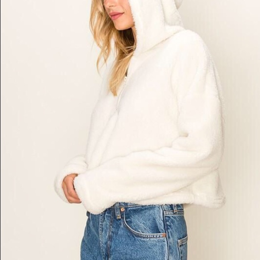 Fuzzy Sherpa Fleece Hoodie Zip - Picture 6 of 8